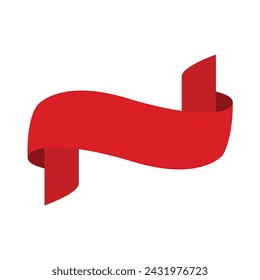 Red ribbon banner. Sticker and decoration for app and web. Label, badge and borders collection.