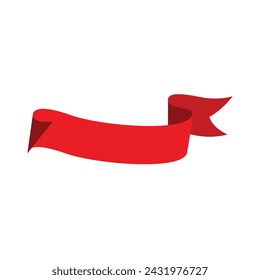 Red ribbon banner. Sticker and decoration for app and web. Label, badge and borders collection.