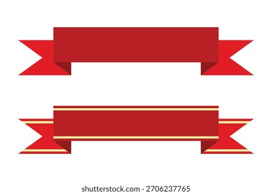 red ribbon banner symbol vector design isolated on white background