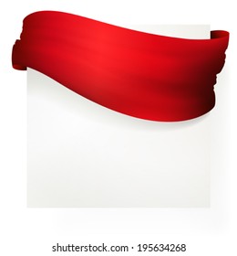 red ribbon banner , vector drawing 