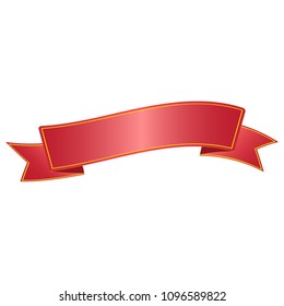 Red ribbon banner. Vector gradient illustration.