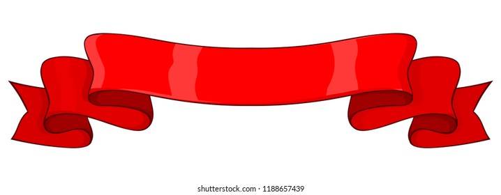Red ribbon banner. Vector illustration isolated on white background