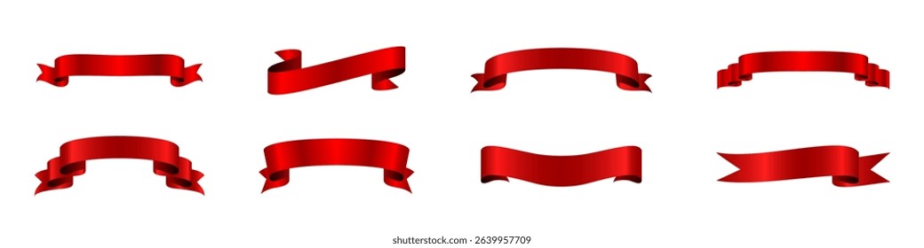 Red ribbon banner vector illustration collection