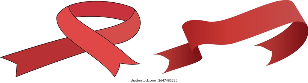 Red Ribbon Banner with Yellow Stitching