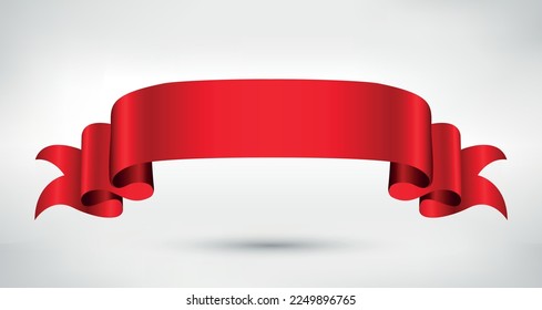 Red ribbon banner.Blank red ribbon.Vector illustration.