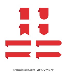 Red Ribbon Banners and Labels - Flat Design Illustration