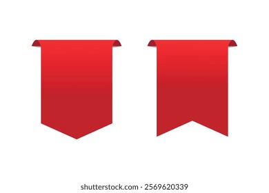 Red ribbon banners set. Ribbons collection isolated on white background. Royal ribbons set for promotion design. Vector graphic, tags and stickers. Vector illustration