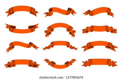 Red ribbon banners set. Vector illustration eps10.
