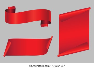 Red ribbon banners Set.Vector illustration.
