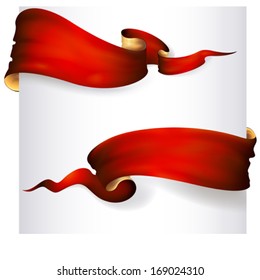 red ribbon banners , vector set