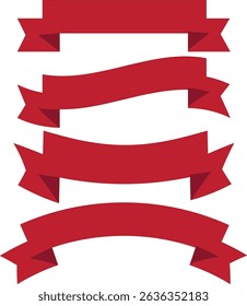 Red Ribbon Banners Vector Set for Text and Decoration