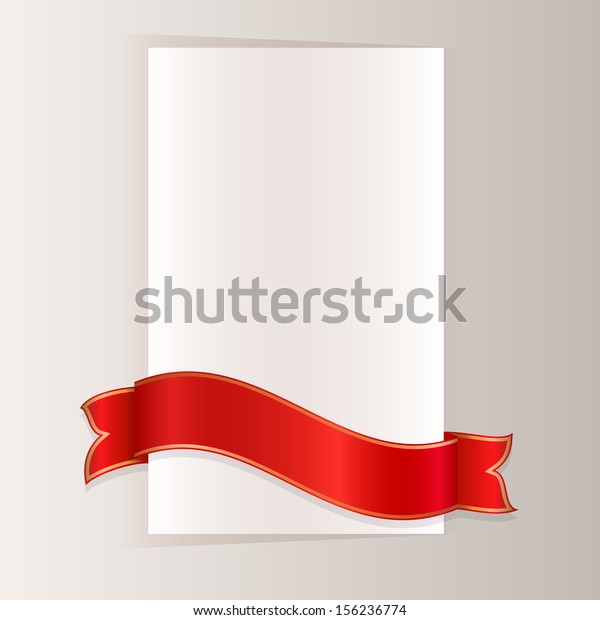 Red Ribbon Bending Around Blank Paper Stock Vector (Royalty Free ...