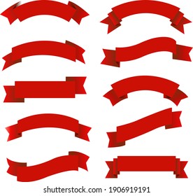 Red Ribbon Big Set Isolated, Vector Illustration