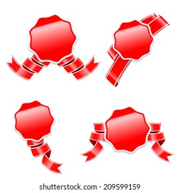 Red ribbon and blank banner
