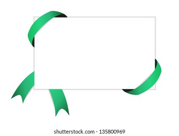 red ribbon and blank white paper with shadow