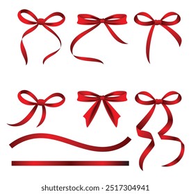 Red Ribbon Border,  Red Silk Ribbon vector,  red bow