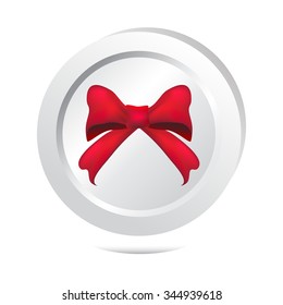 Red ribbon bow button icon illustration