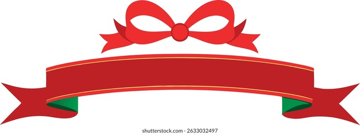 red ribbon bow christmas border banner