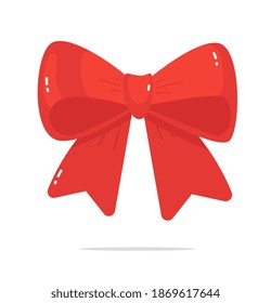 Red ribbon bow Christmas decoration isolated on white