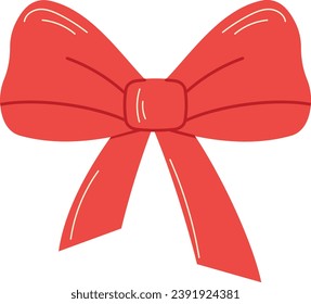 Red ribbon bow Christmas icon in flat style. Vector flat illustration of ribbon bow for decoration