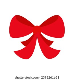 Red ribbon bow Christmas icon in flat style. Vector flat illustration of ribbon bow for decoration