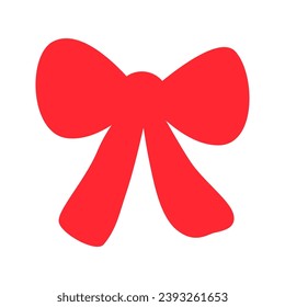 Red ribbon bow Christmas icon in flat style. Vector flat illustration of ribbon bow for decoration