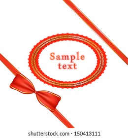red ribbon bow  christmas vector background  holiday present gift