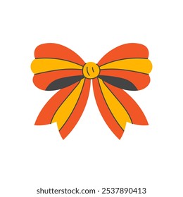 Ilustración plana de arco de cinta roja. Nudo atado decorativo festivo para regalo y regalo. Accesorio para el cabello. Elemento de diseño de Vector para la celebración de cumpleaños de fiesta de vacaciones