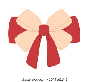 Red ribbon bow. Flat vector illustration.