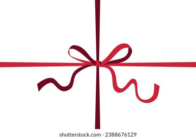 Red Ribbon Bow Gift Wrapping, Two Colours Vector Illustration