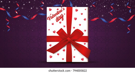 Red Ribbon Bow With Gradient Mesh, Vector Illustration