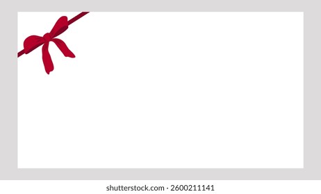 Red ribbon bow hand drawn on banner. Decorative elements for holiday invitations and birthday cards. Vector illustration.