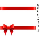 Red ribbon bow horizontal border  