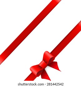 Red ribbon bow horizontal border  