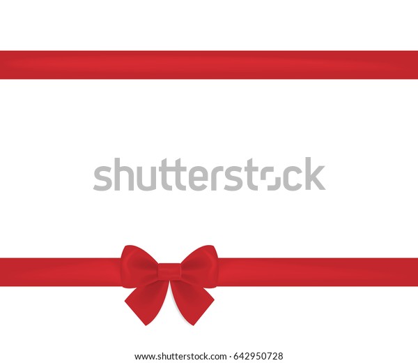Red Ribbon Bow Horizontal Border Gift Card With Place For Text 