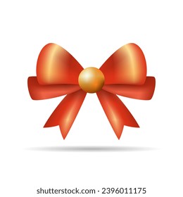 Red ribbon bow icon flat vector design