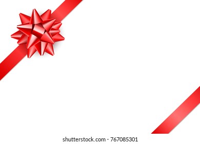 Red ribbon with bow. Isolated