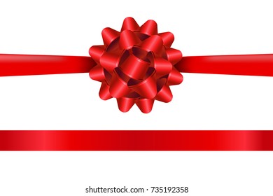 Red Ribbon Bow Isolated Background Gradient Mesh Vector Illustration
