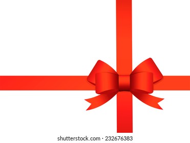 Red ribbon bow isolated on white background, vector illustration