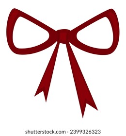 Red ribbon bow isolated on white background