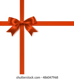 red ribbon bow isolated on white. vector illustration. greeting design element
