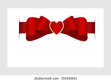 Red Ribbon And A Bow isolated on a  white background. Vector image.
