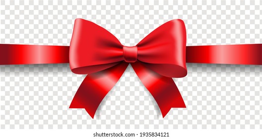 Red Ribbon Bow Isolated Transparent Background With Gradient Mesh  Vector Illustration