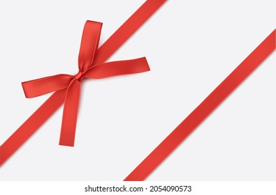 Rotes Band und Bow einzeln. Vektordekoration für Geschenkkarten, für Geschenkbox oder Weihnachtsillustrationen.