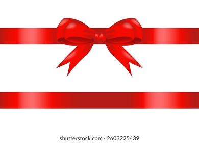 Red ribbon bow knot as design element for holidays design, gift boxes, satin warping decor realistic vector illustration.
