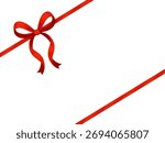 Red ribbon bow knot. Hand drawn trendy flat style isolated on transparent background. Perfect for gift box wrapping, holiday cards, packaging, festive decorations, warping decor. Vector illustration