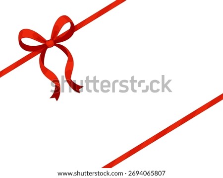 Red ribbon bow knot. Hand drawn trendy flat style isolated on transparent background. Perfect for gift box wrapping, holiday cards, packaging, festive decorations, warping decor. Vector illustration