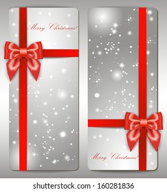 Red ribbon with bow, Merry Christmas