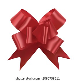 red ribbon bow metallic shiny present wrapper transparent decoration. christmas, anniversary, valentines gift packaging