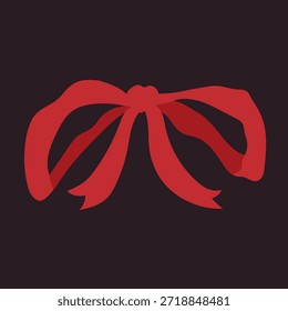 Arco de cinta roja sobre fondo oscuro. Ilustración festiva elegante para el día de San Valentín, regalos, embalaje, tarjetas de felicitación, pegatinas, carteles, Anuncios de Web y marca de vacaciones, proyectos impresos.